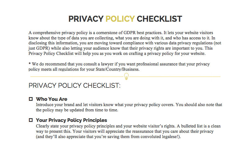 privacy policy checklist
